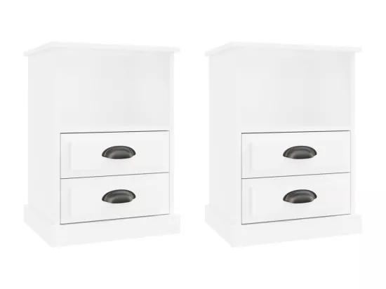 Tables de chevet 2 pièces blanc brillant 43x36x60 cm