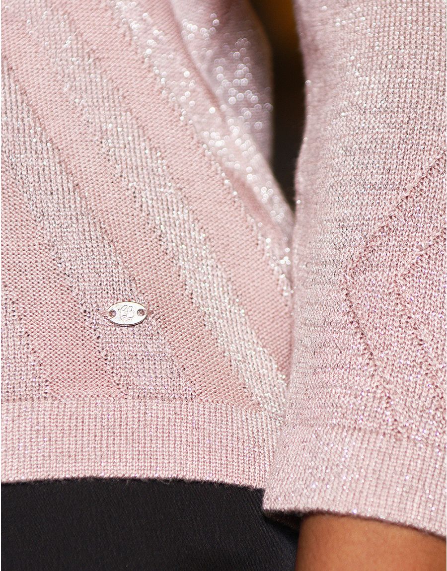 Pull rose irisé chic