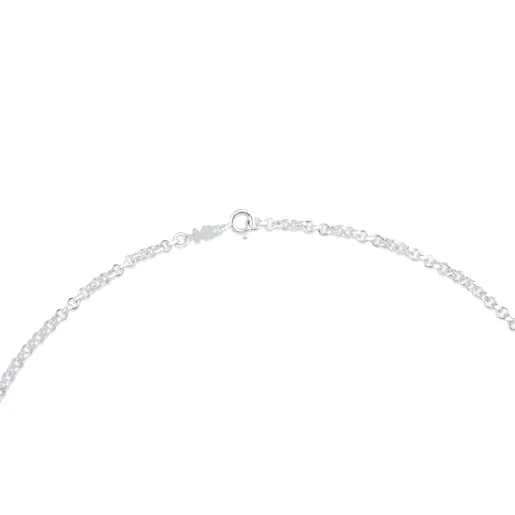 Gargantilla gruesa de prata com anilhas, corrente de 60 cm