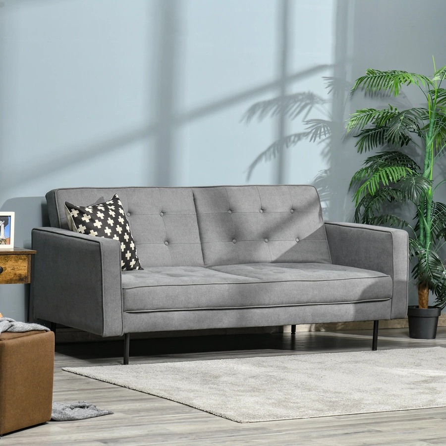 HOMCOM Schlafsofa mit verstellbaren Beinen grau