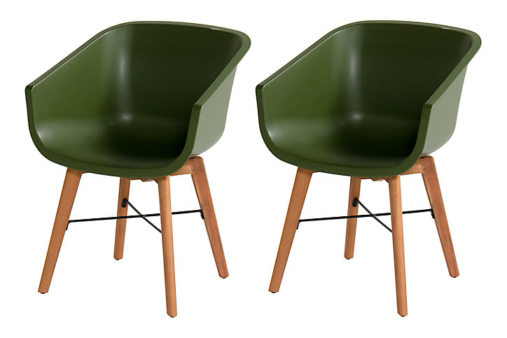 Chaise de jardin en résine Amalia verte (lot de 2)