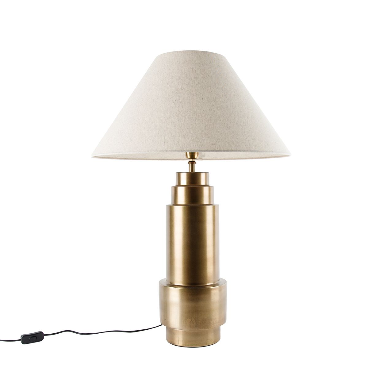 Tafellamp brons stoffen kap beige 55 cm - Bruut