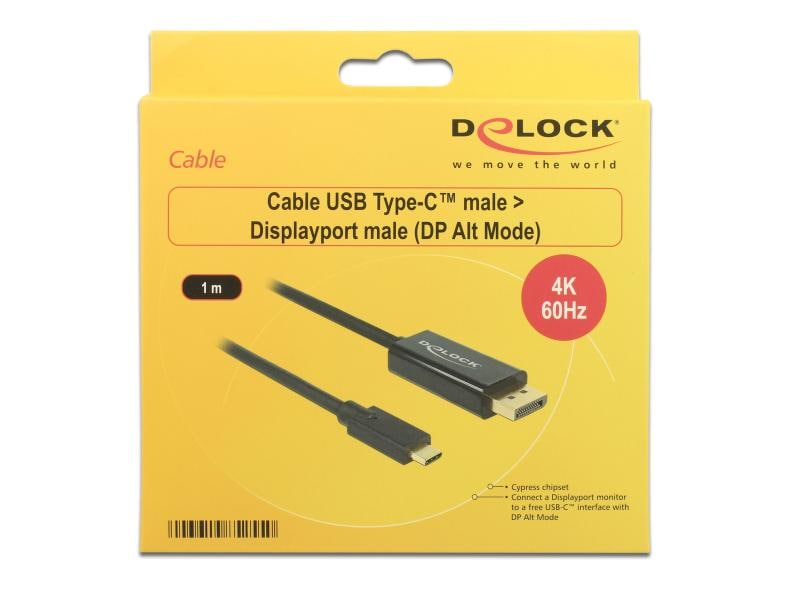 Delock Kabel 4K 60Hz USB Type-C - DisplayPort, 1 m USB-C zu Displayport Kabel