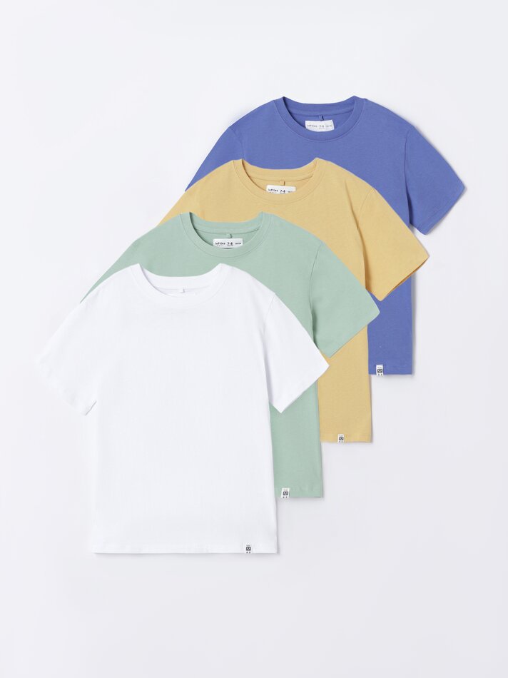 Pacote com 4 camisetas lisas de manga curta - Índigo