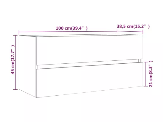 Armoire d'évier Chêne marron 100x38,5x45 cm Bois d'ingénierie