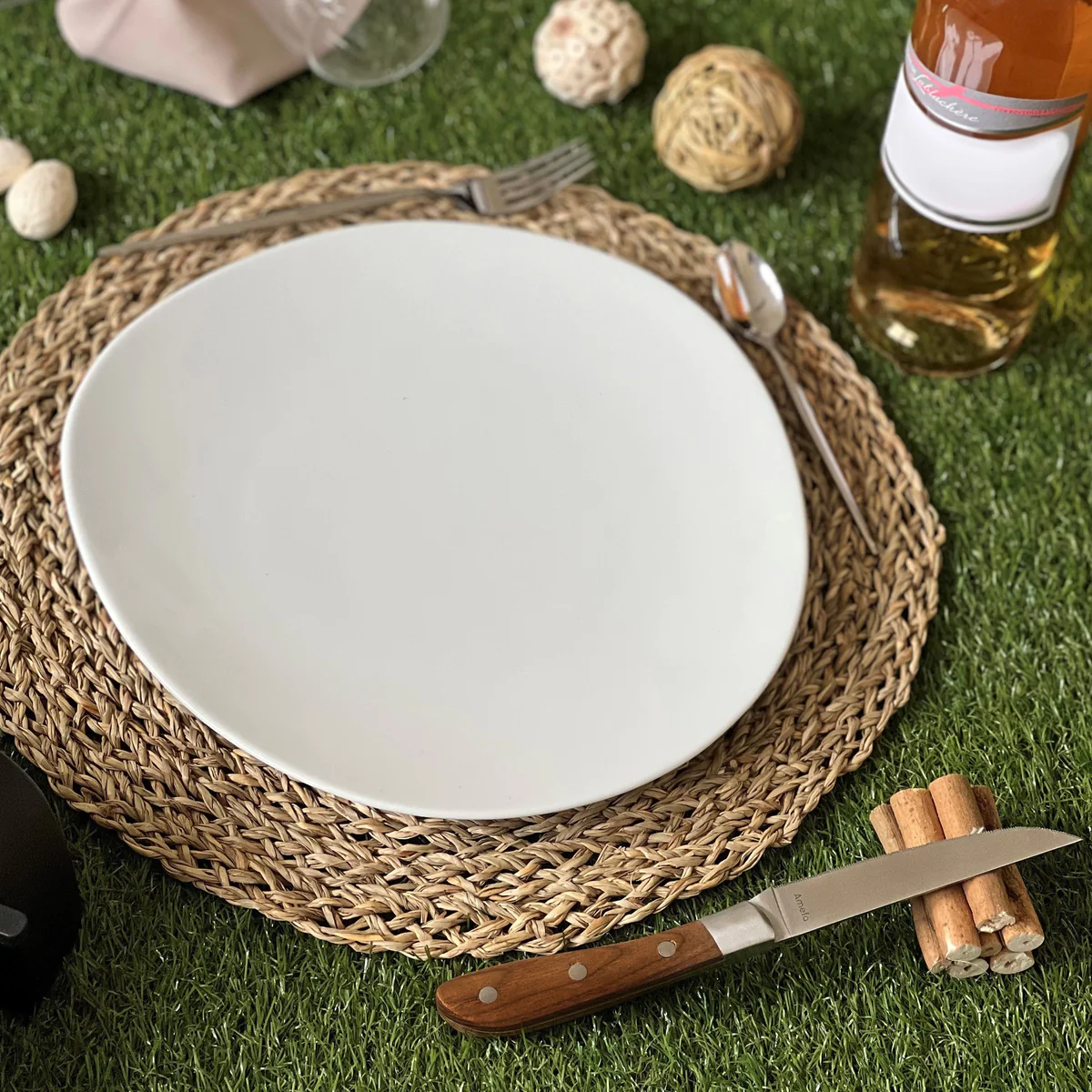 Achille - Coffret 4 couteaux steak bois de frêne Amefa