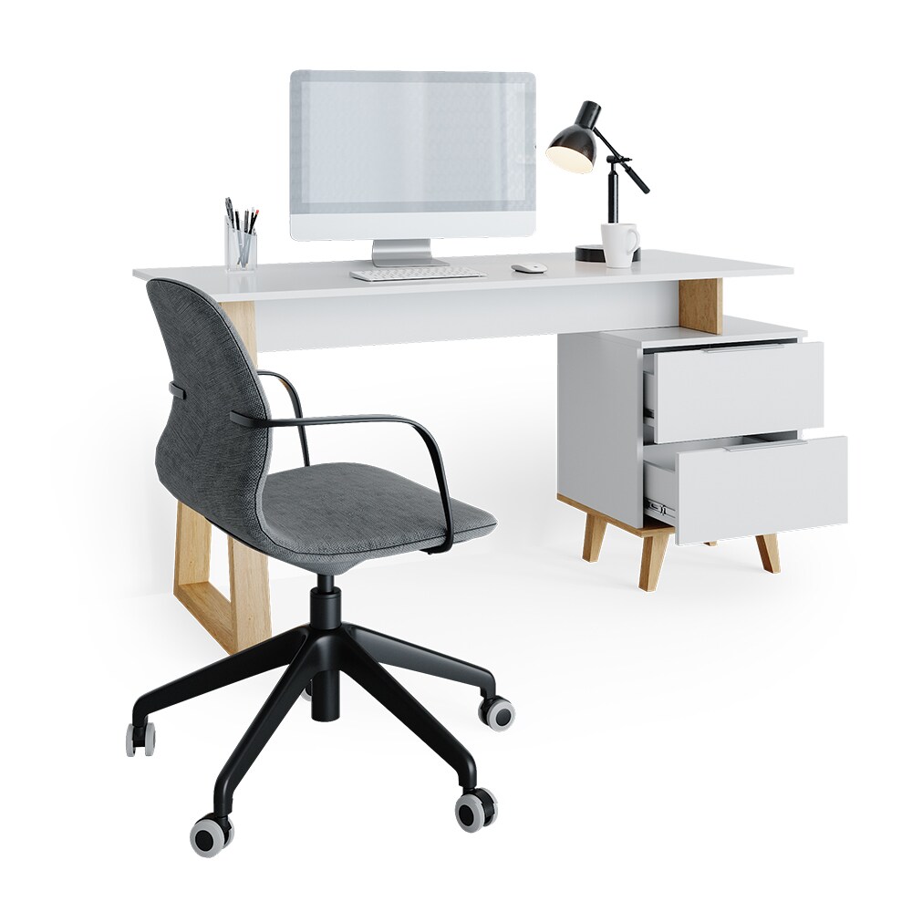 VICCO Schreibtisch Nautica Computertisch Büro PC Arbeitszimmer weiß Eiche Skandi