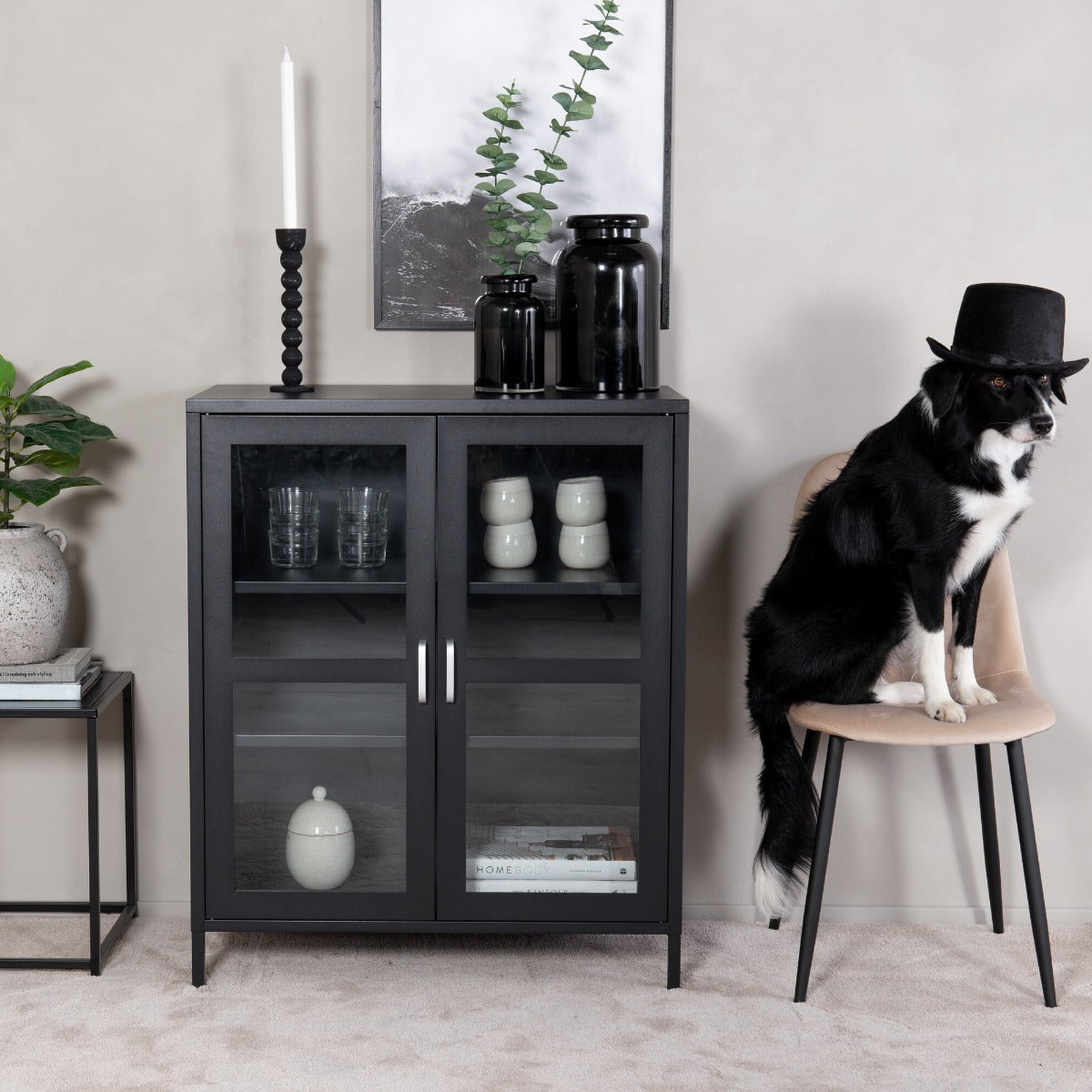 FjÃ´rd - Vitrinekast Zwart - 97x80cm - Acero