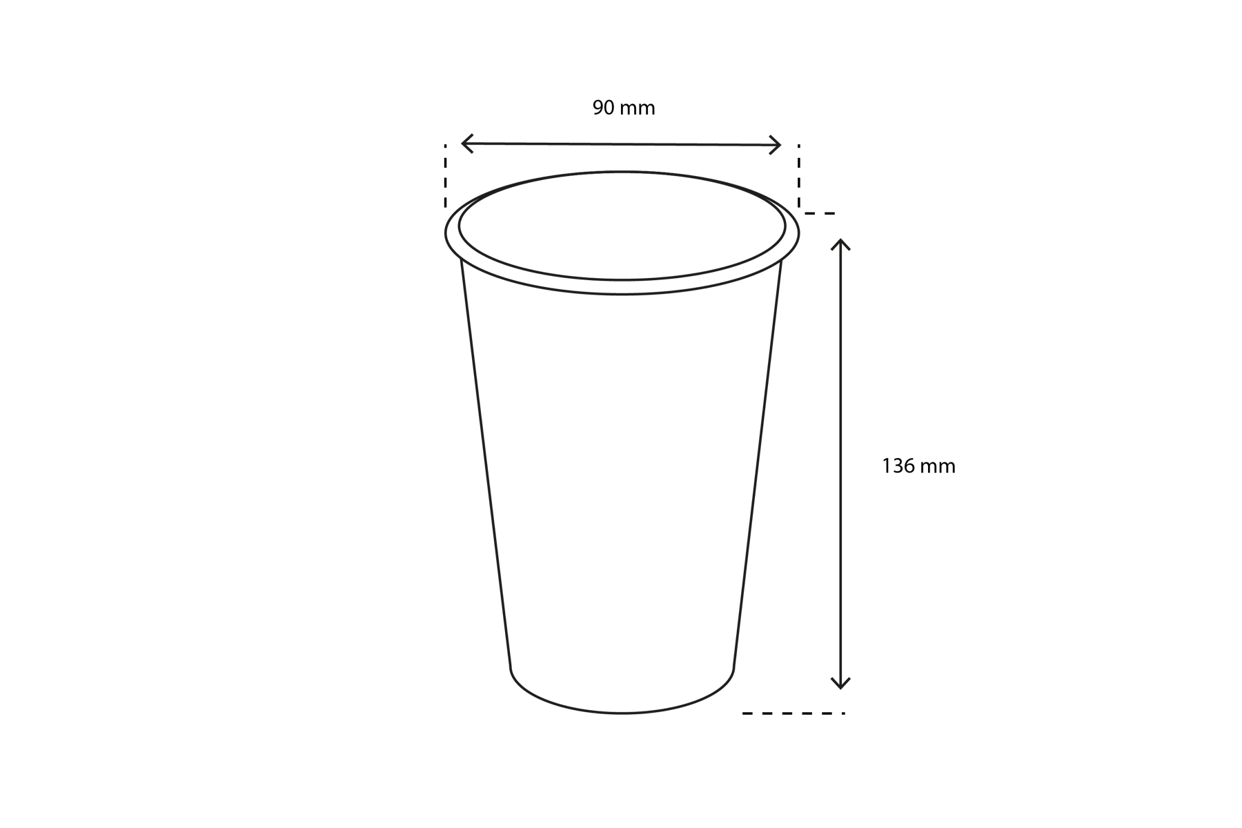 Kartonnen koffiebeker 450cc 16oz Ø90mm Kraft