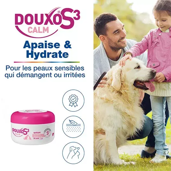 DOUXO S3 CALM Pads apaisants les démangaisons chiens et chats 30 cotons