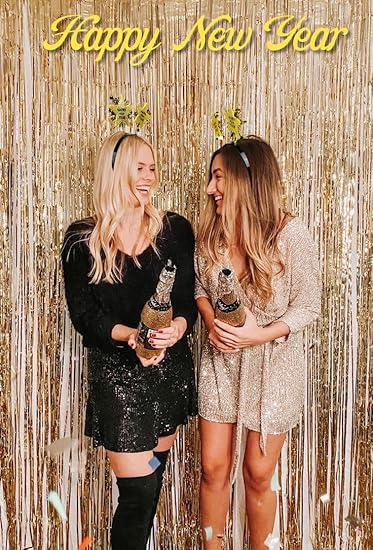 (2er Set) Happy New Year Haarreif Silvester Party Accessoire Glitzer Haar Schmuck Stern Design - Silber / Gold / Schwarz
