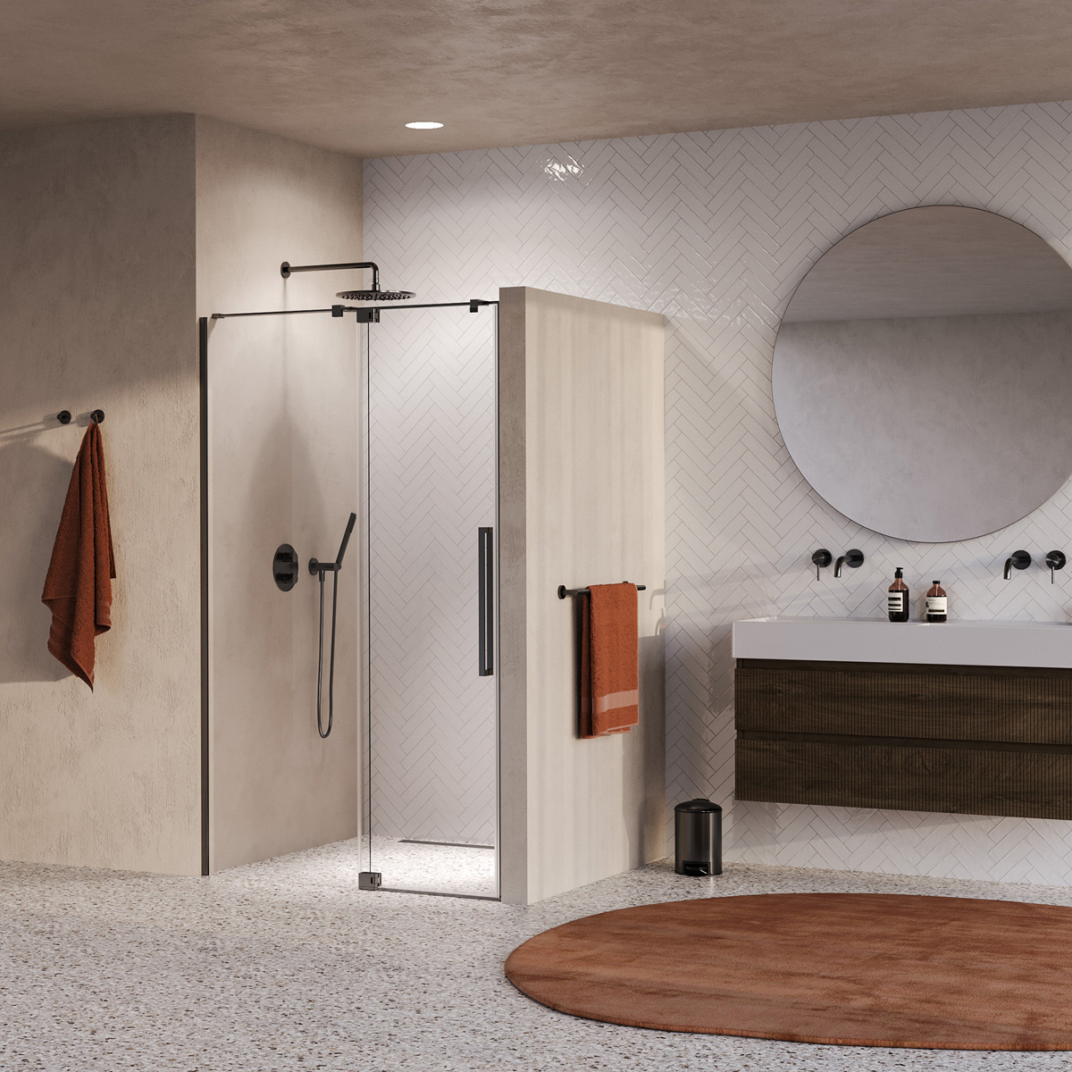 Brauer Stellar nisdeur met vaste wand 108.5-120cm gunmetal geborsteld PVD