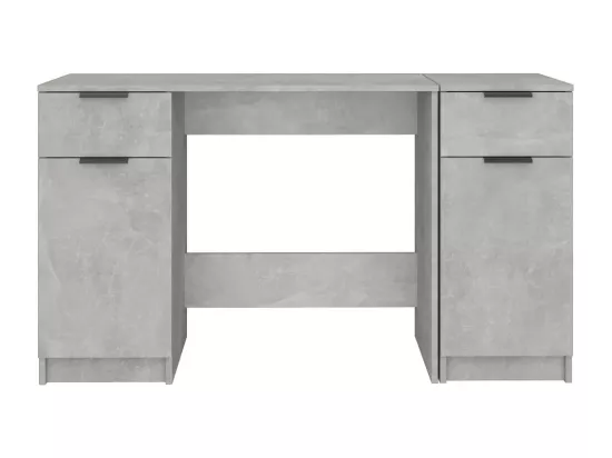 Bureau avec armoire latérale Gris béton Bois d'ingénierie