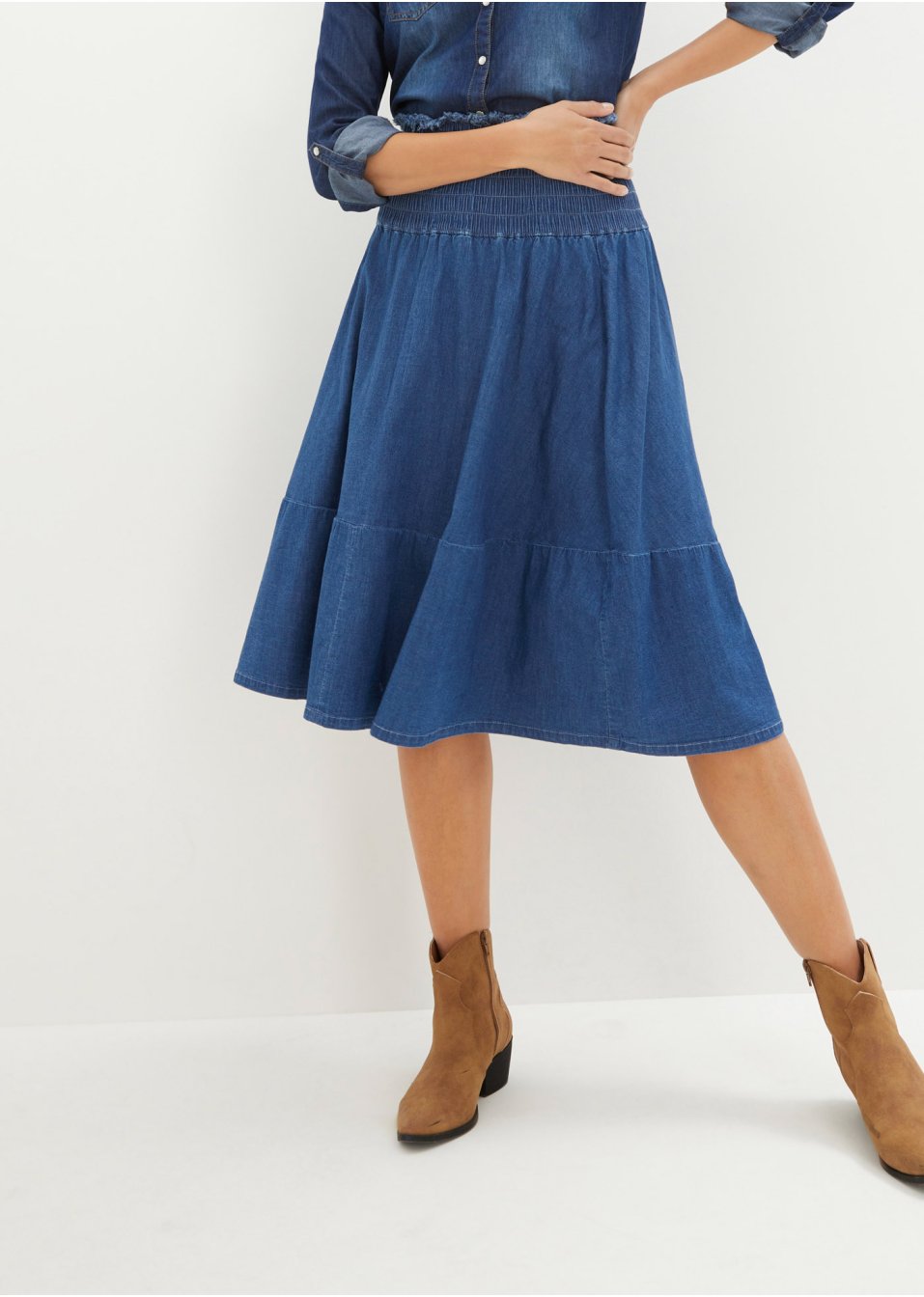 Jupe en jean avec taille élastiquée
