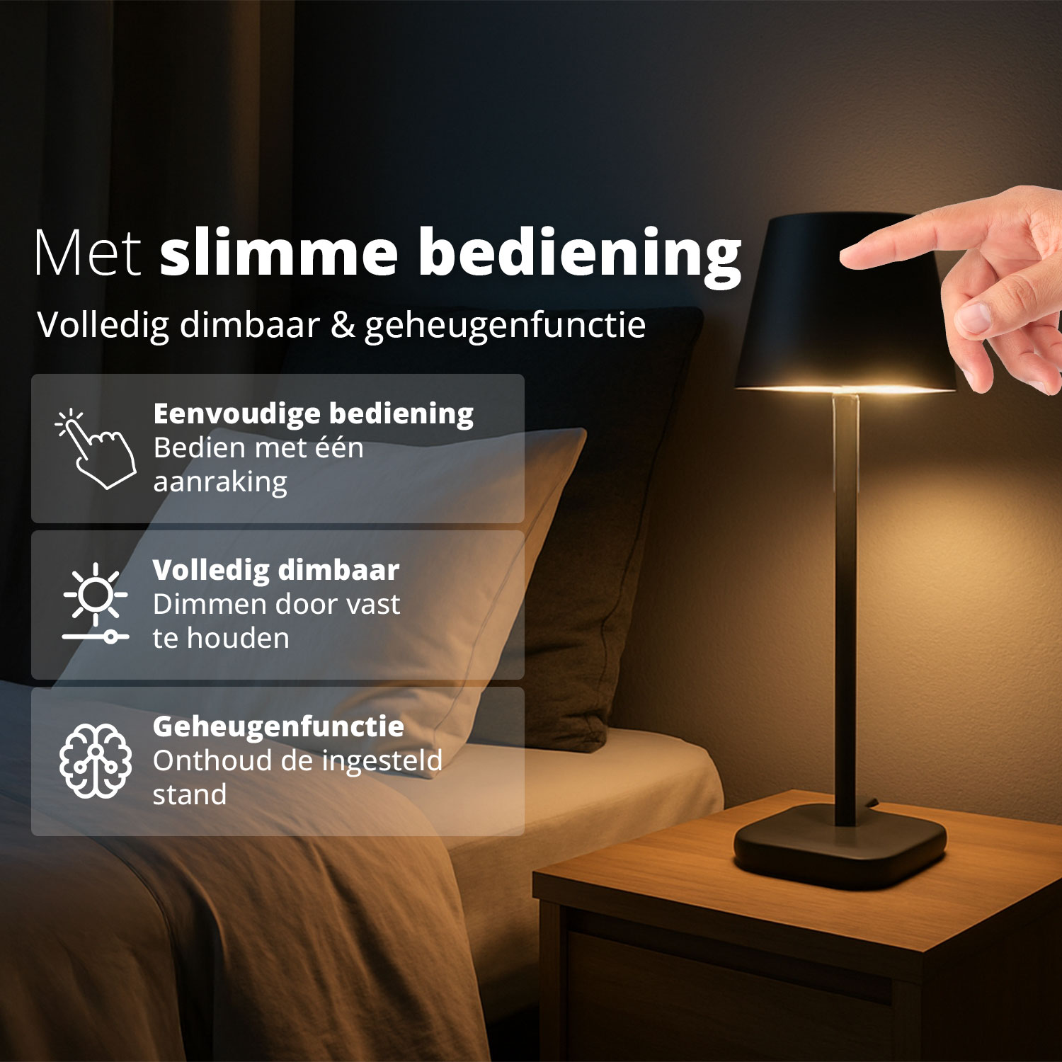 FlinQ Lume draadloze tafellamp - Black