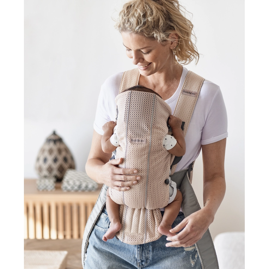 BABYBJÖRN Babytrage Mini Perlmuttrosa 3D Mesh