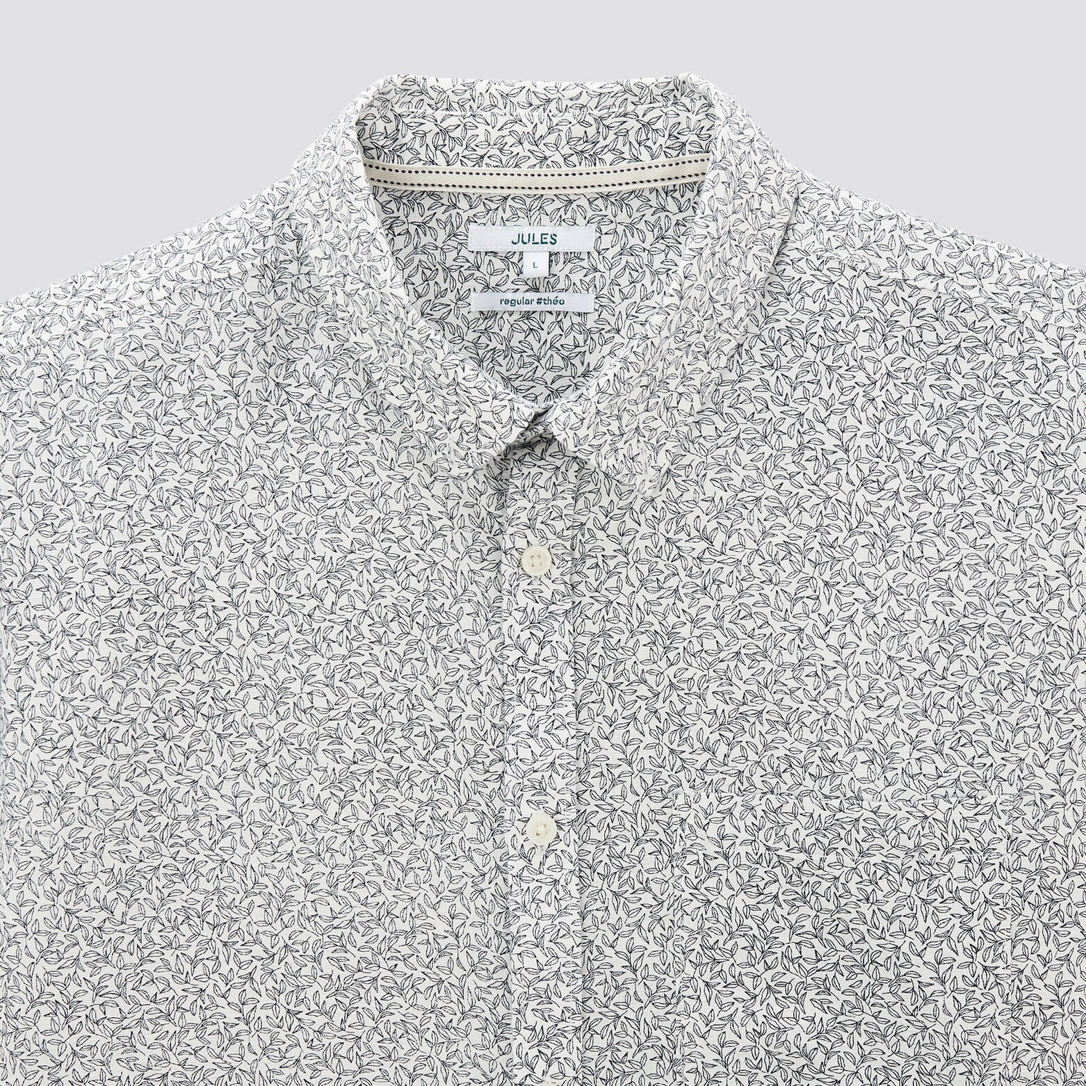 Chemise regular imprimé fleur coton lin Blanc