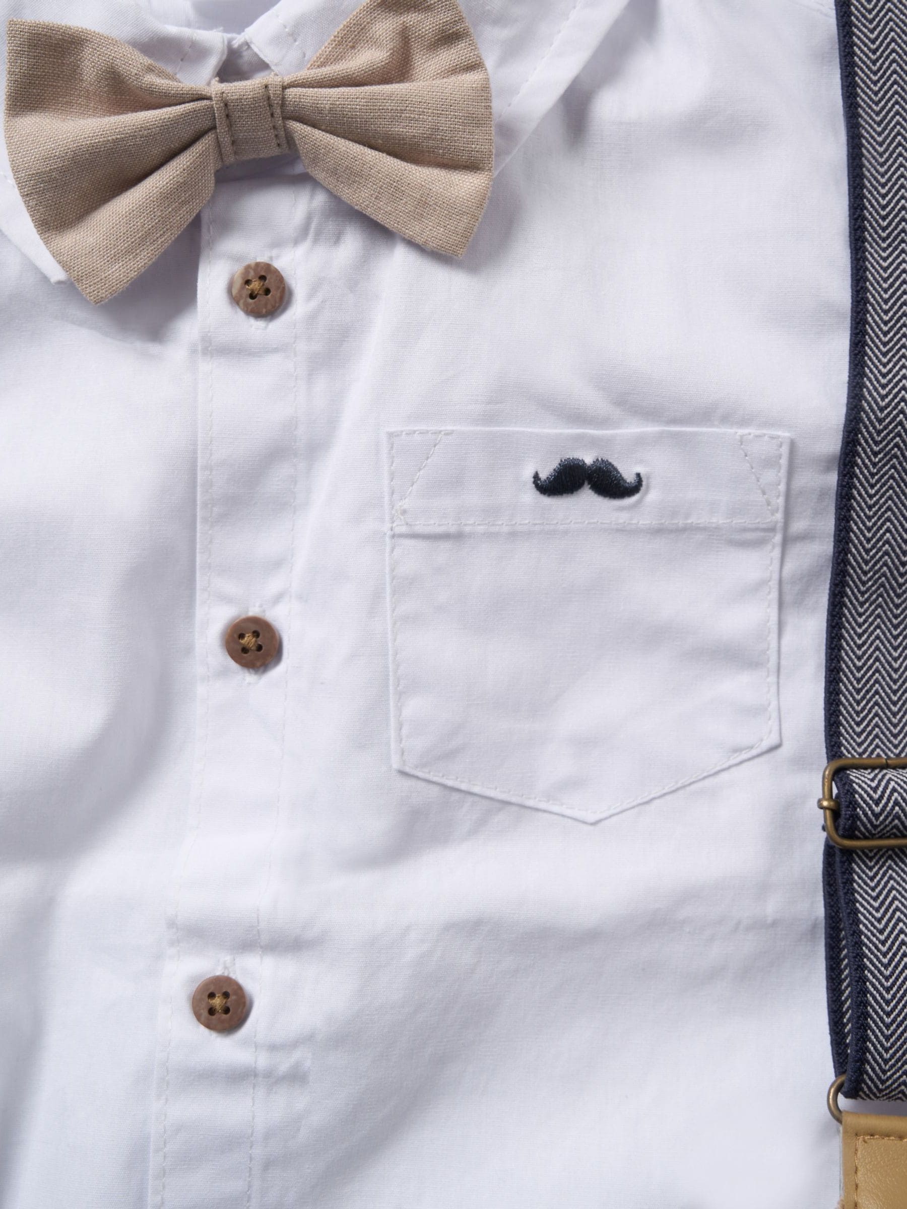 Little Gent set van blauw overhemd, korte broek en bretels