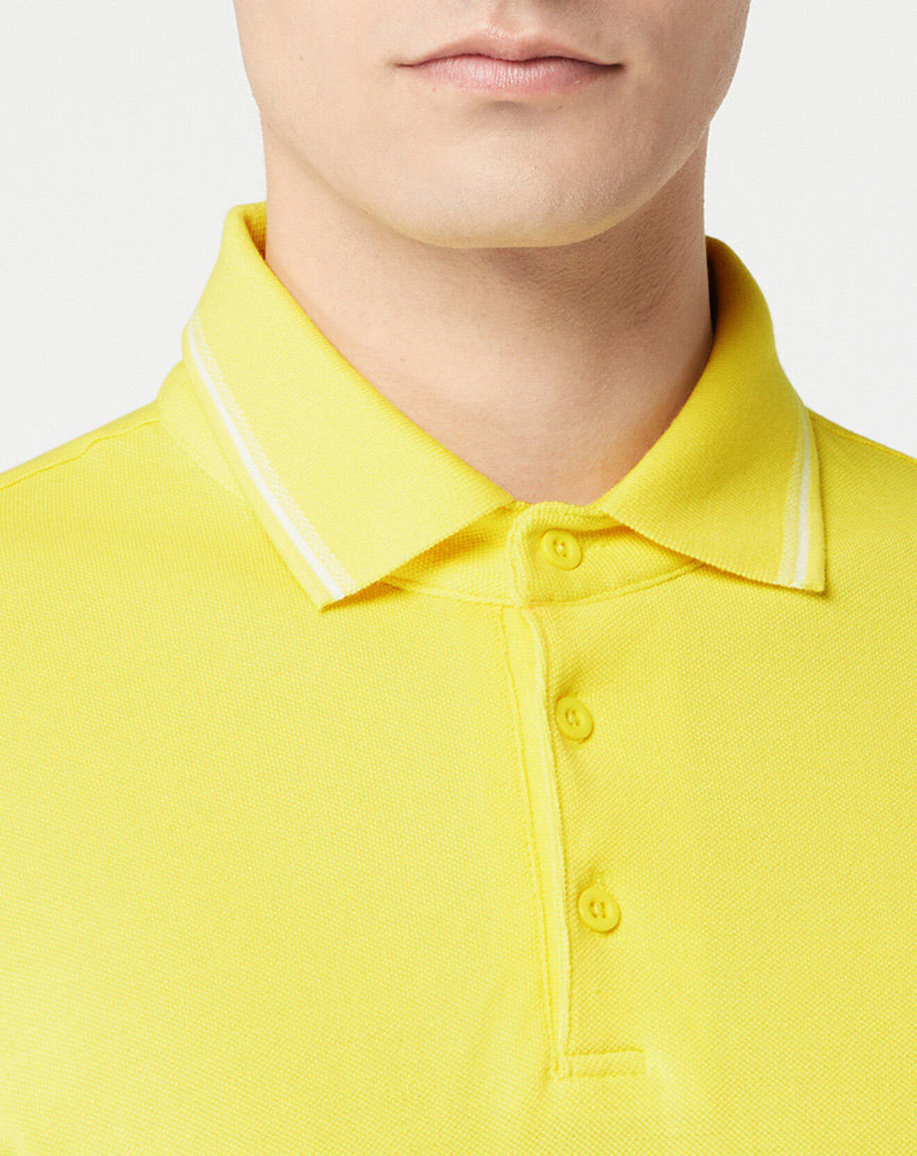 Galeries Lafayette Polo en Coton piqué Polobas liseré jaune