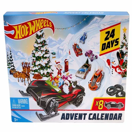 Hot Wheels Adventskalender 2019, mit 8 Autos und 16 Zubehörteilen