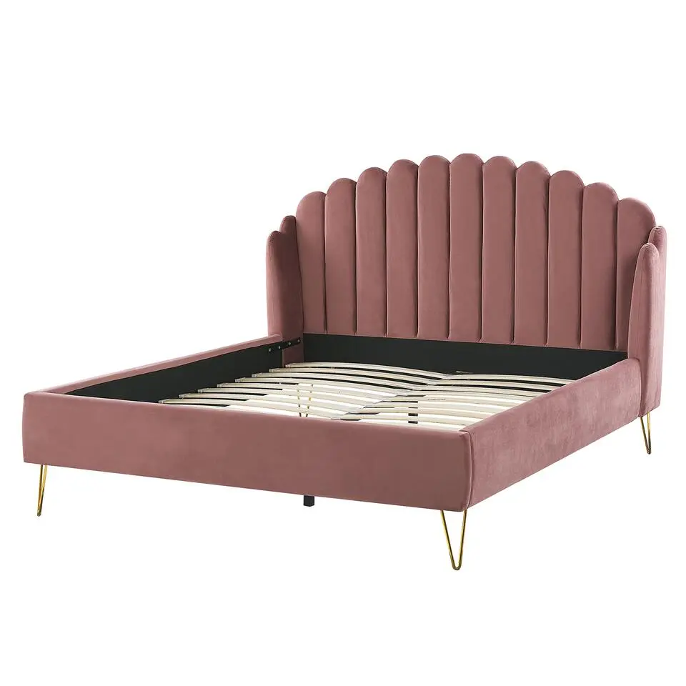 AMBILLOU - Tweepersoonsbed - Roze - 160 x 200 cm - Fluweel