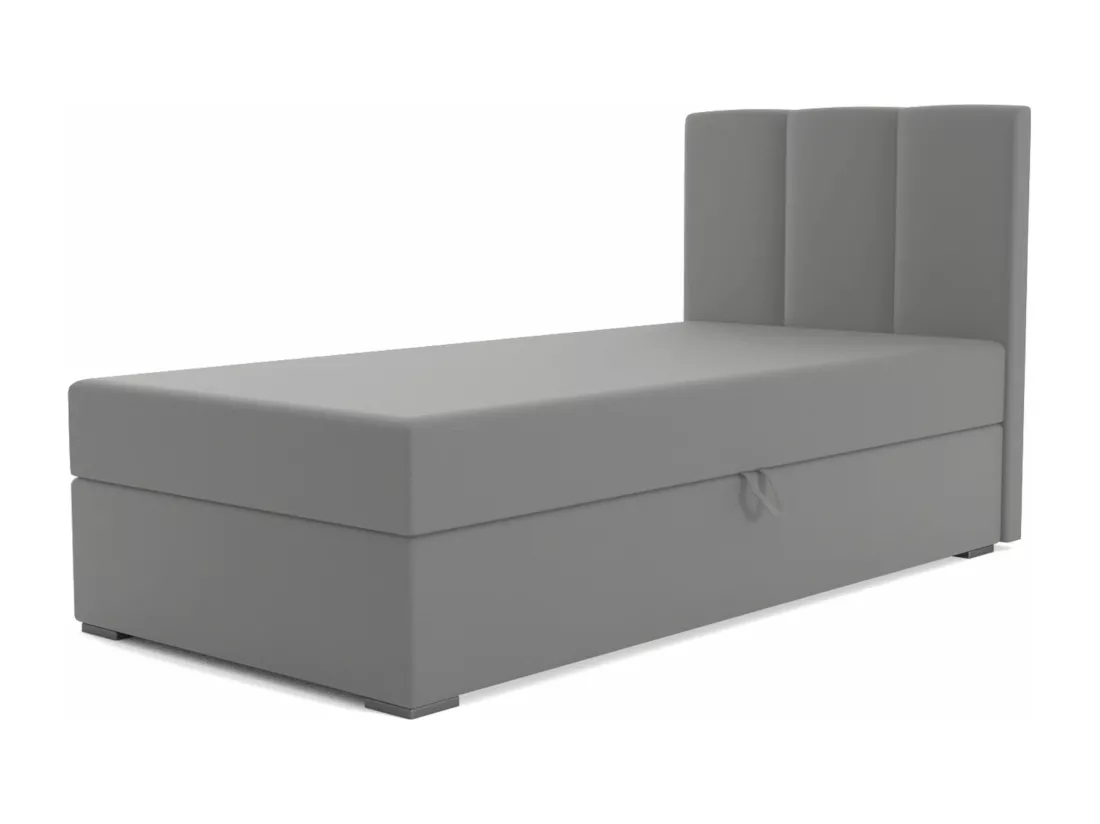 LIT BOXSPRING avec coffre de rangement Monaco Mini Basic côté droit, 90x200 cm, Soft 29 (Gris)