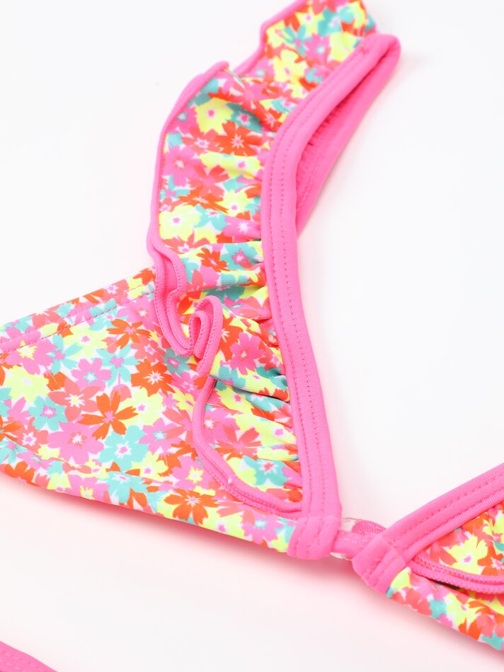 Conjunto de biquíni estampado de duas peças - Laranja Fluorescente
