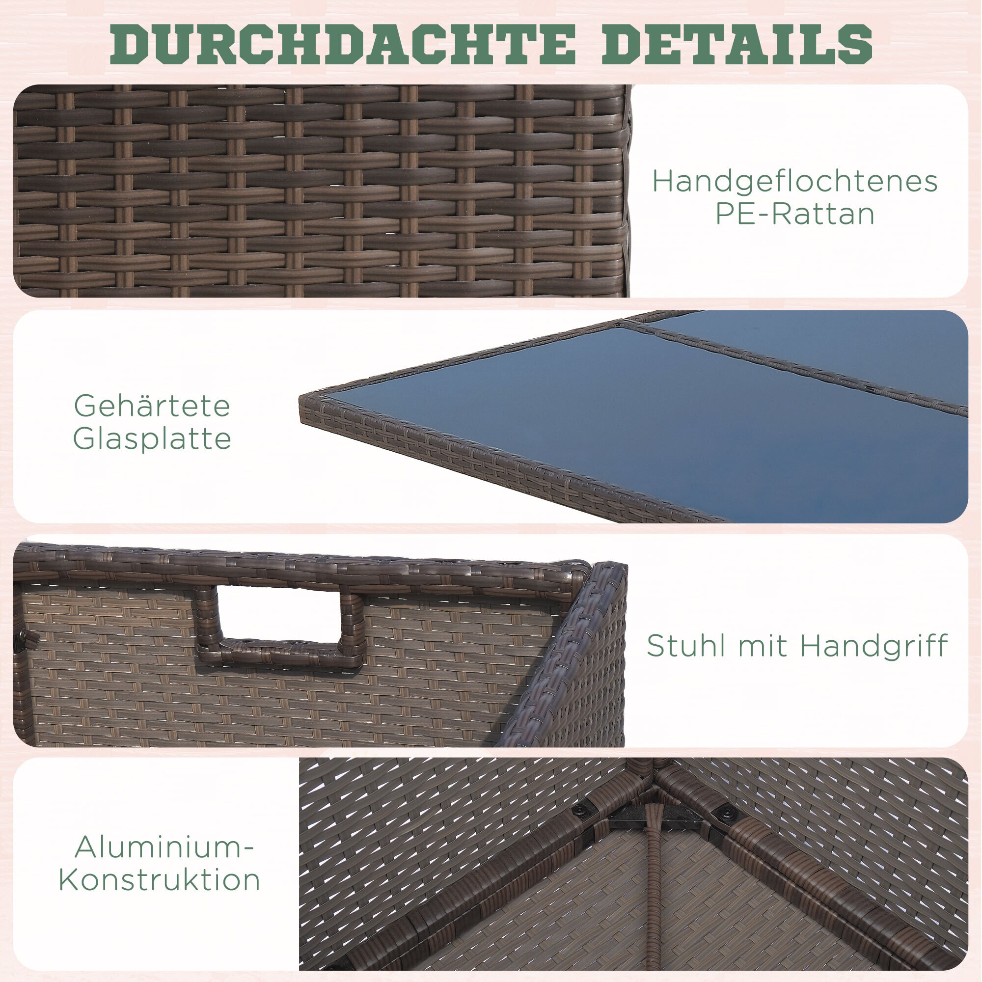 Outsunny Polyrattan Gartenmöbel als 21-tlg. Set braun, cremeweiß