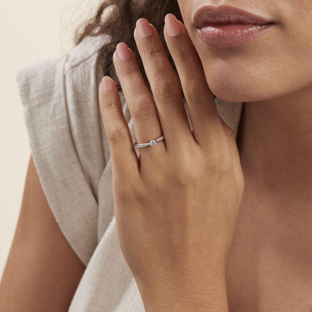 Bague Solitaire Symphonie Or Blanc Diamant