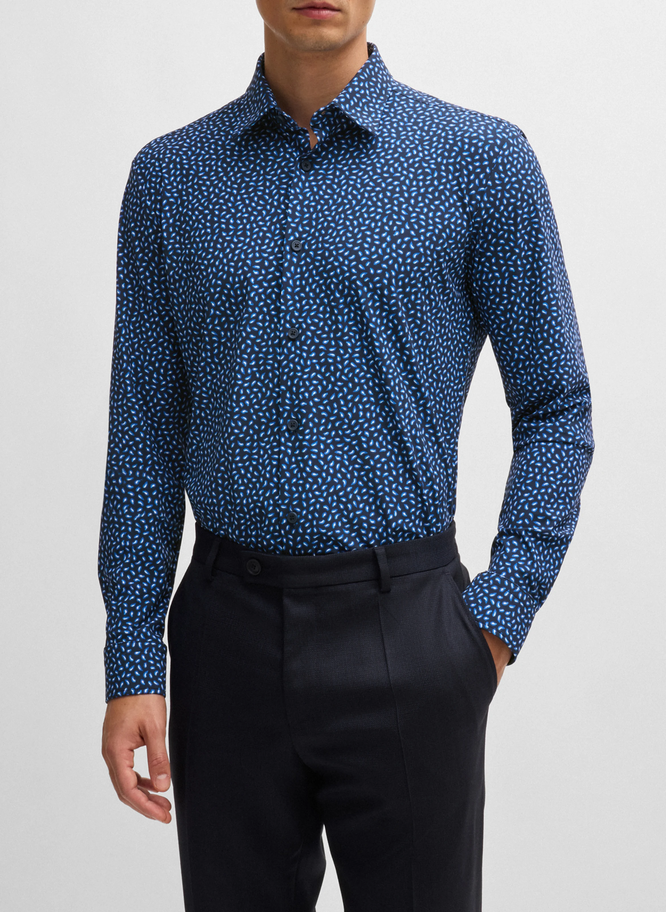 Chemise col classique imprimée | Bleu