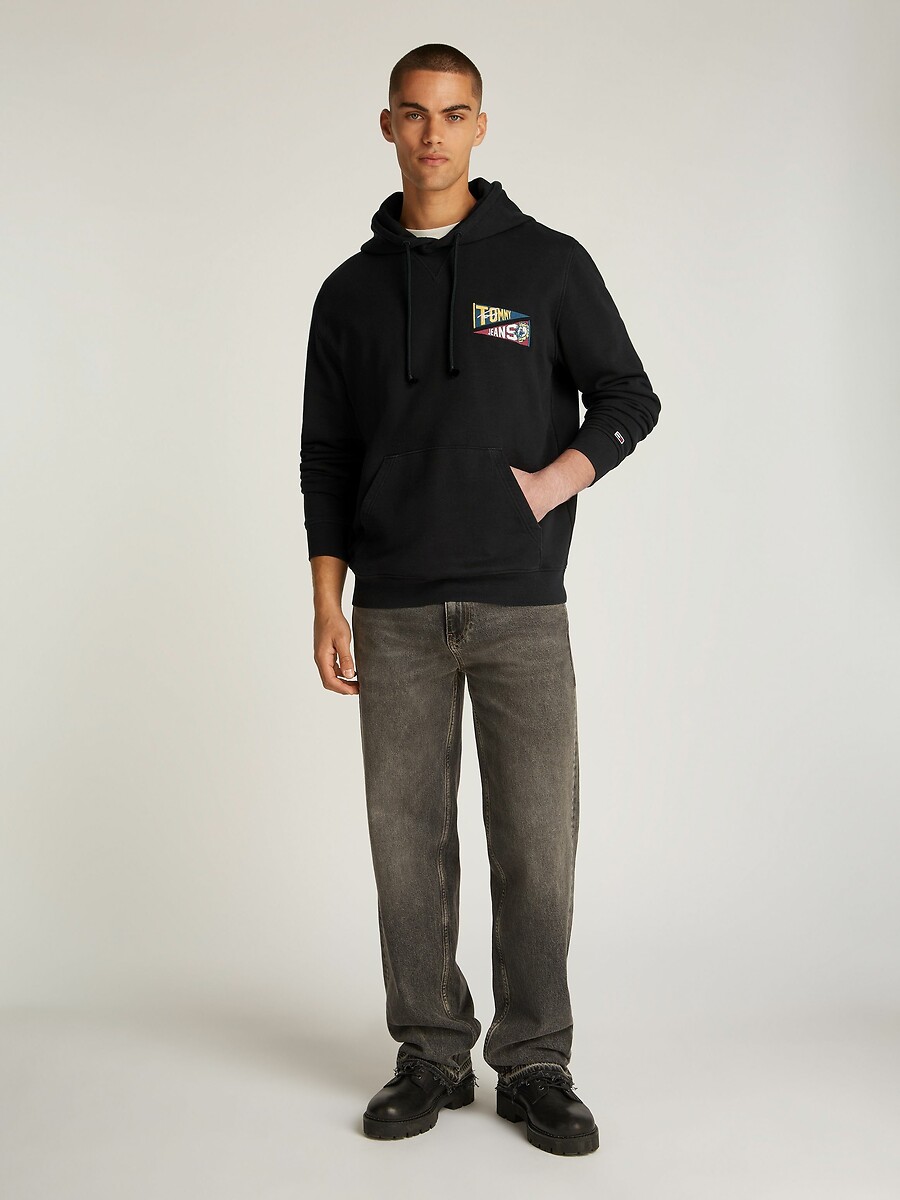TOMMY JEANS<br>Moletom com capuz, logo nas costas