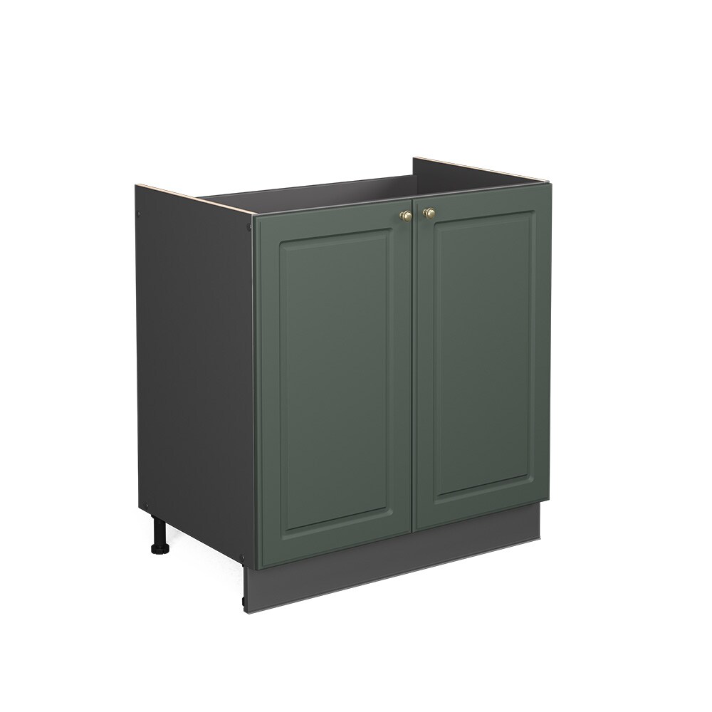 Vicco Spülenunterschrank Küchenschrank Küchenmöbel Fame-Line Anthrazit Grün-Gold Landhaus 80 cm Küche Einbauküche Drehtür Siphonausschnitt Blende Küchenzeile