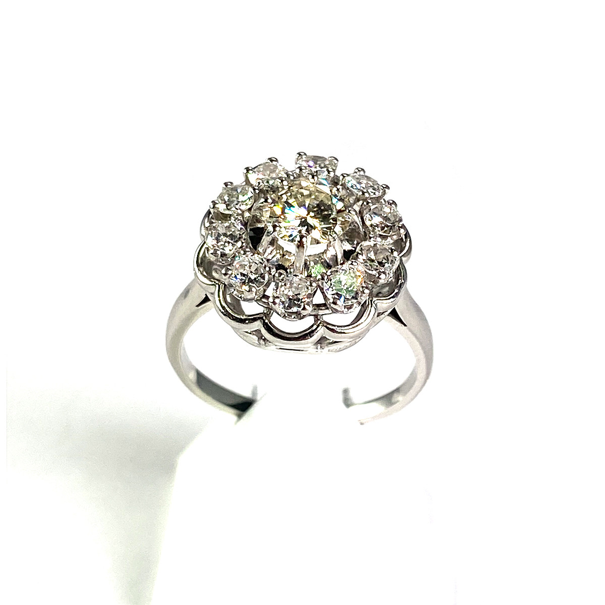 Bague d'occasion or 750 blanc diamants
