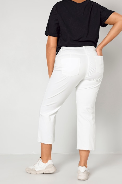 3/4-Jeans, mit Schlag und Fransensaum, 5-Pocket