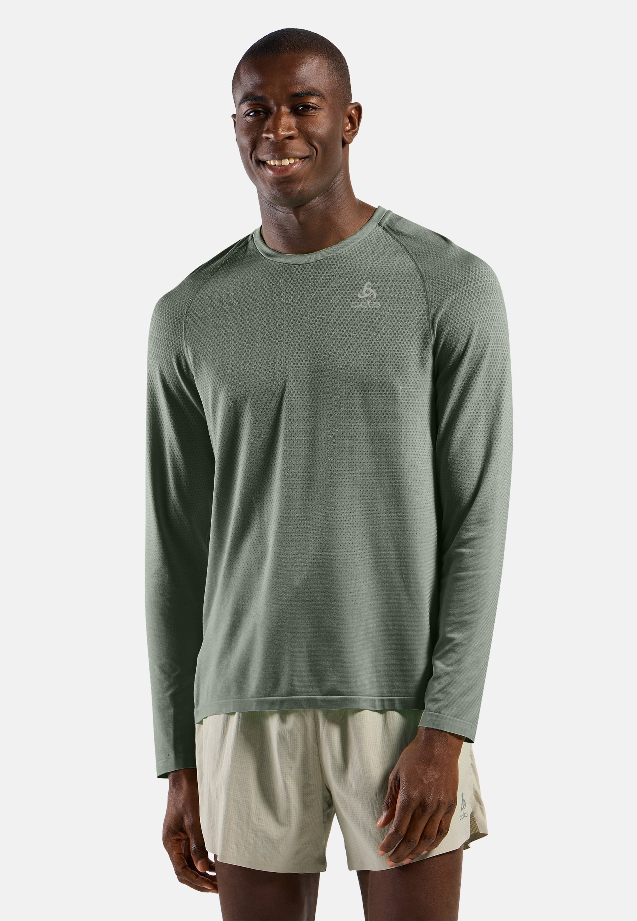 Essentials Seamless Langarm-Laufshirt in shadow melange
