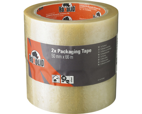 ROXOLID Verpakkingstape transparante verpakkingstape 2x 50 mm x 66 m