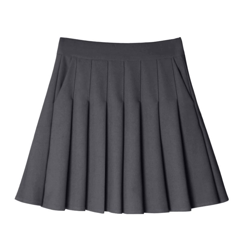 Woohan - Hoge taille effen mini geplooide rok