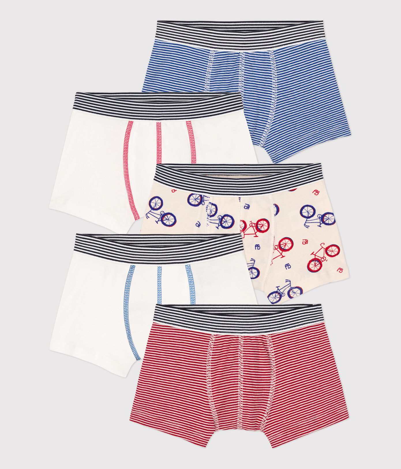 Lot de 5 boxers vélo petit garçon en coton