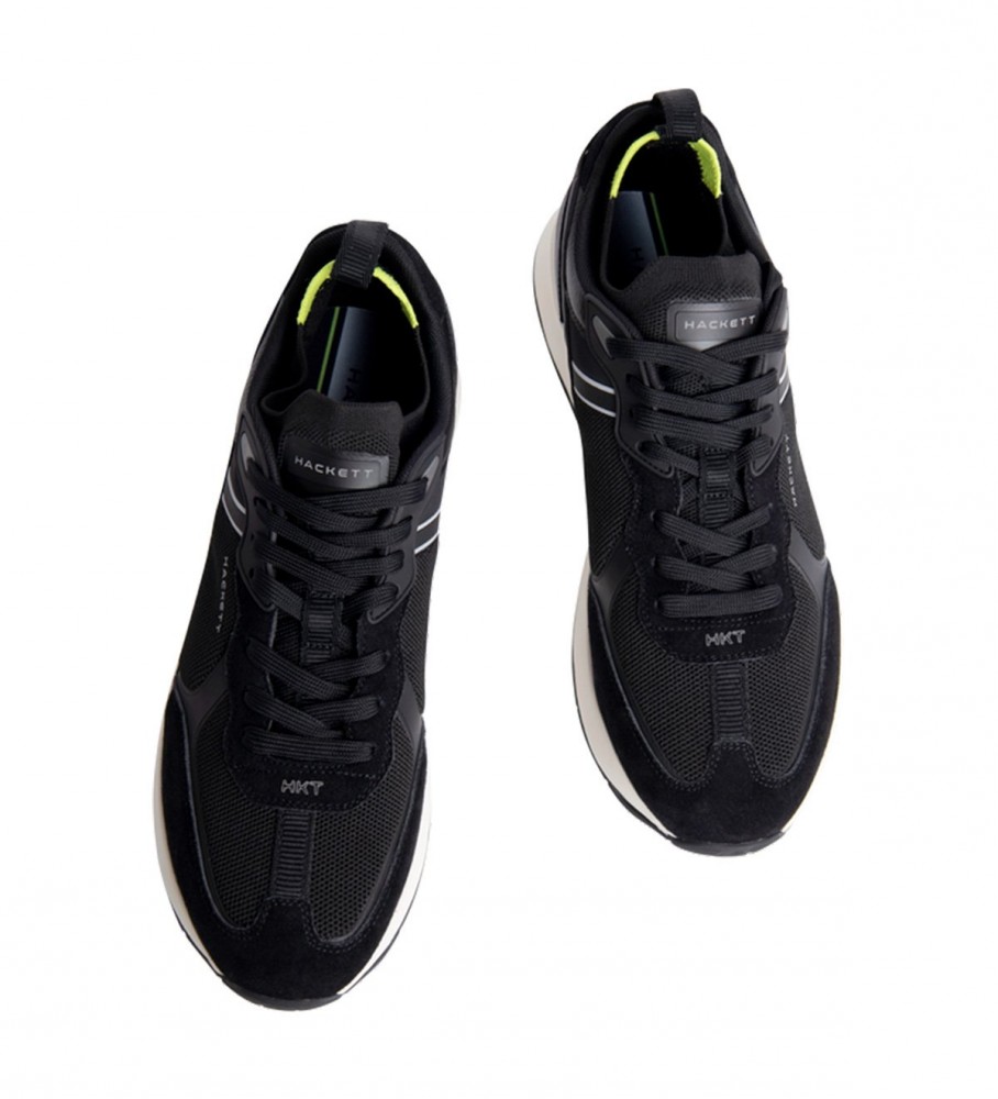 Tênis Hackett H-Runner Tech Pro em couro, preto