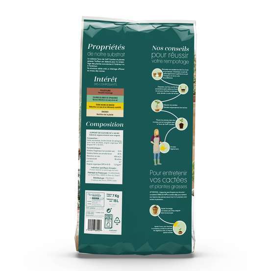 Terreau 'Terre de Vie®' pour cactées et succulentes - sac de 15 litres