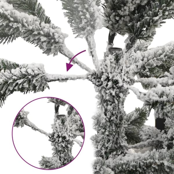 vidaXL Slankt kunstig juletre med flokket snø 210 cm PVC og PE