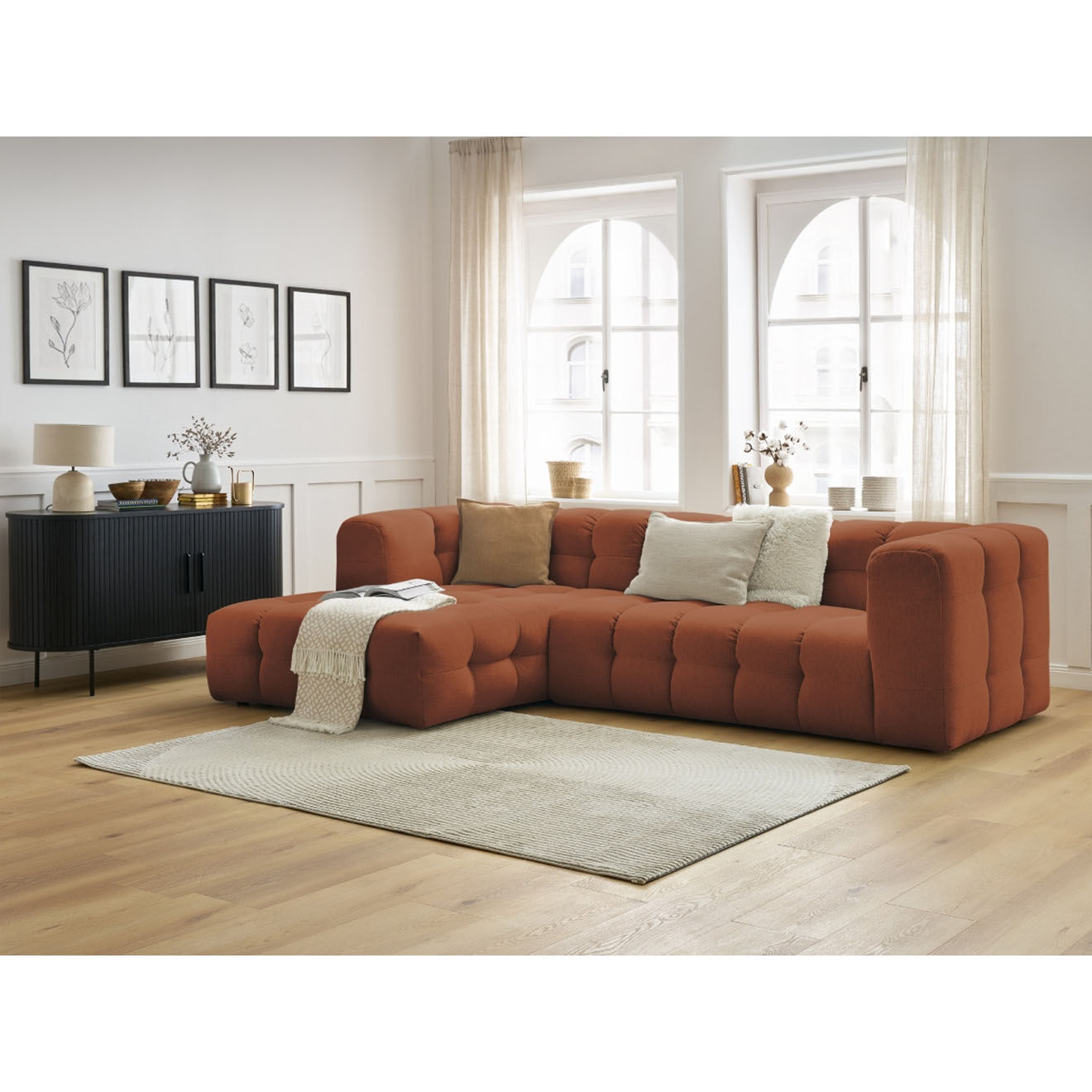 Bobochic Canapé d'angle gauche cloud orange - 288x184x75 cm