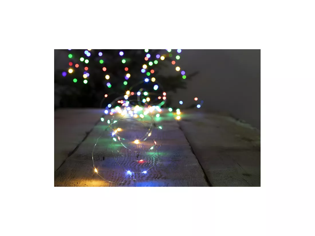 Guirlande lumineuse solaire 30 mètres 300 MicroLED Multicolore 8 jeux de lumière