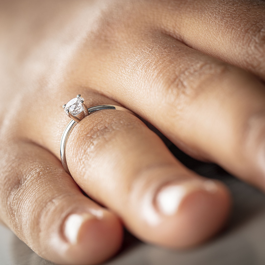 Verlobungsring 750/18 K Weissgold mit Diamant 0.51 ct H/si