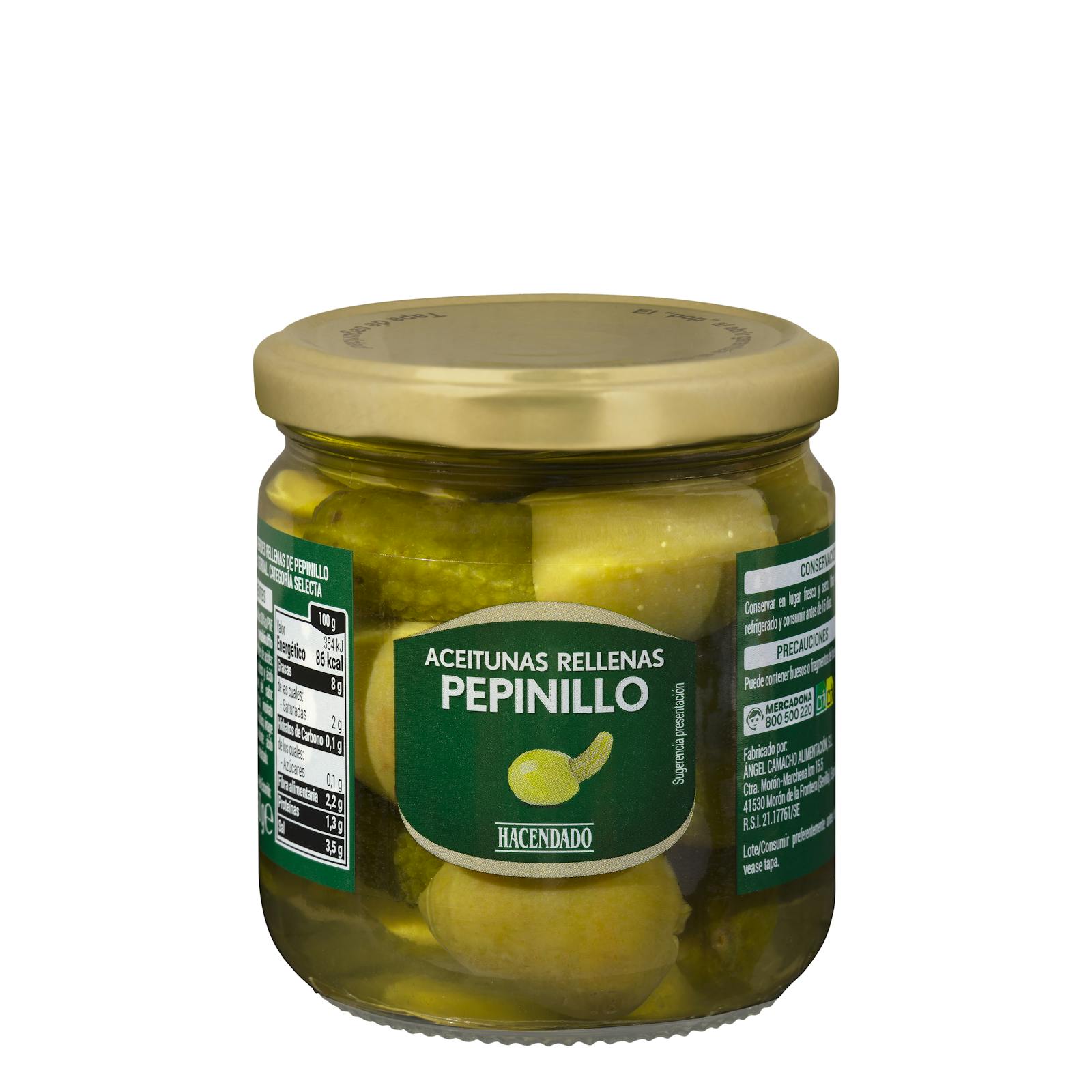 Olives vertes farcies aux cornichons Hacendado