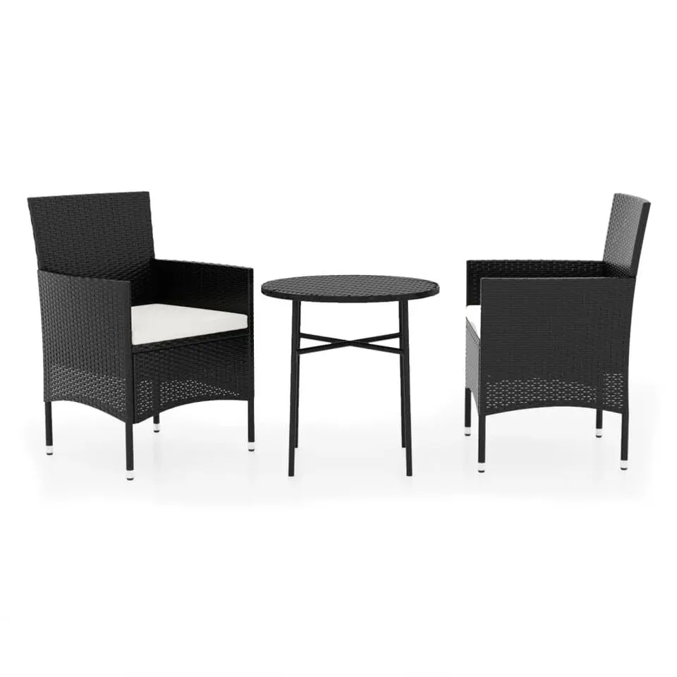 vidaXL - Tuinset - Zwart - Poly rattan - 3 stuks