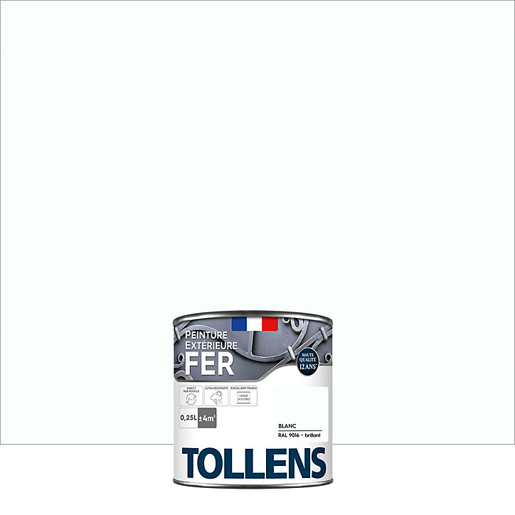 Peinture extérieure fer Tollens brillant blanc ral 250ml