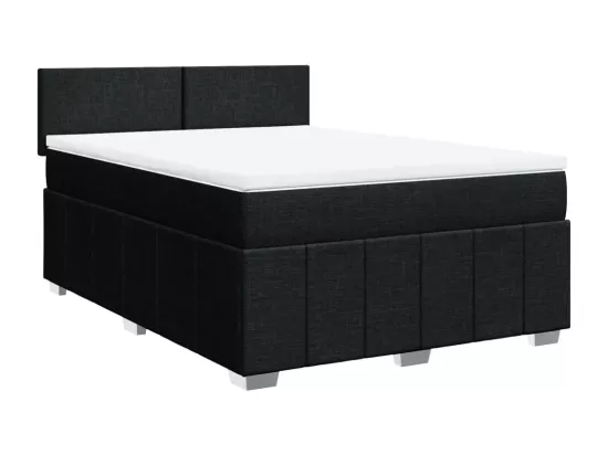 Sommier à lattes de lit avec matelas Noir 160x200 cm Tissu