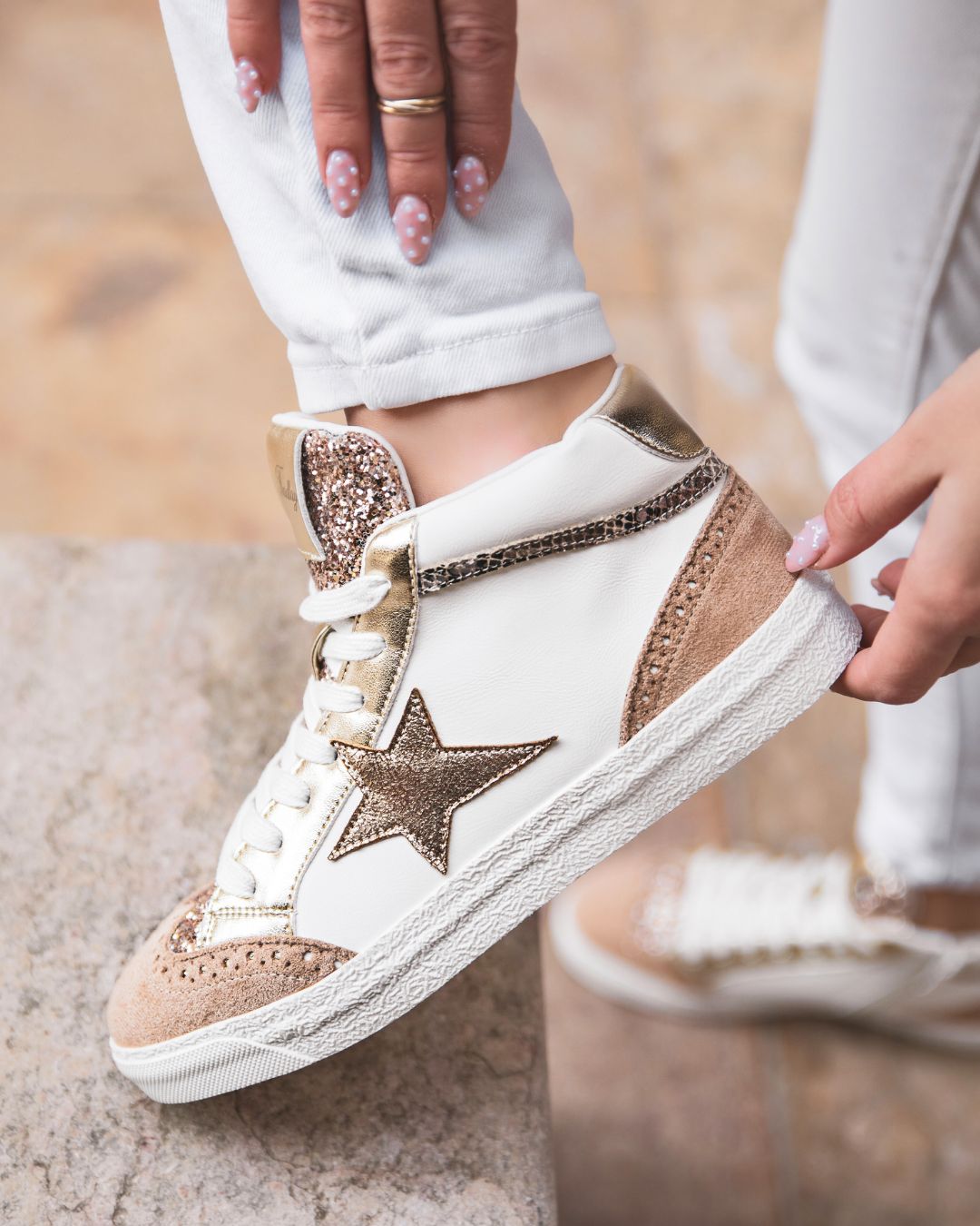 Basket femme étoile camel montante - Nelya