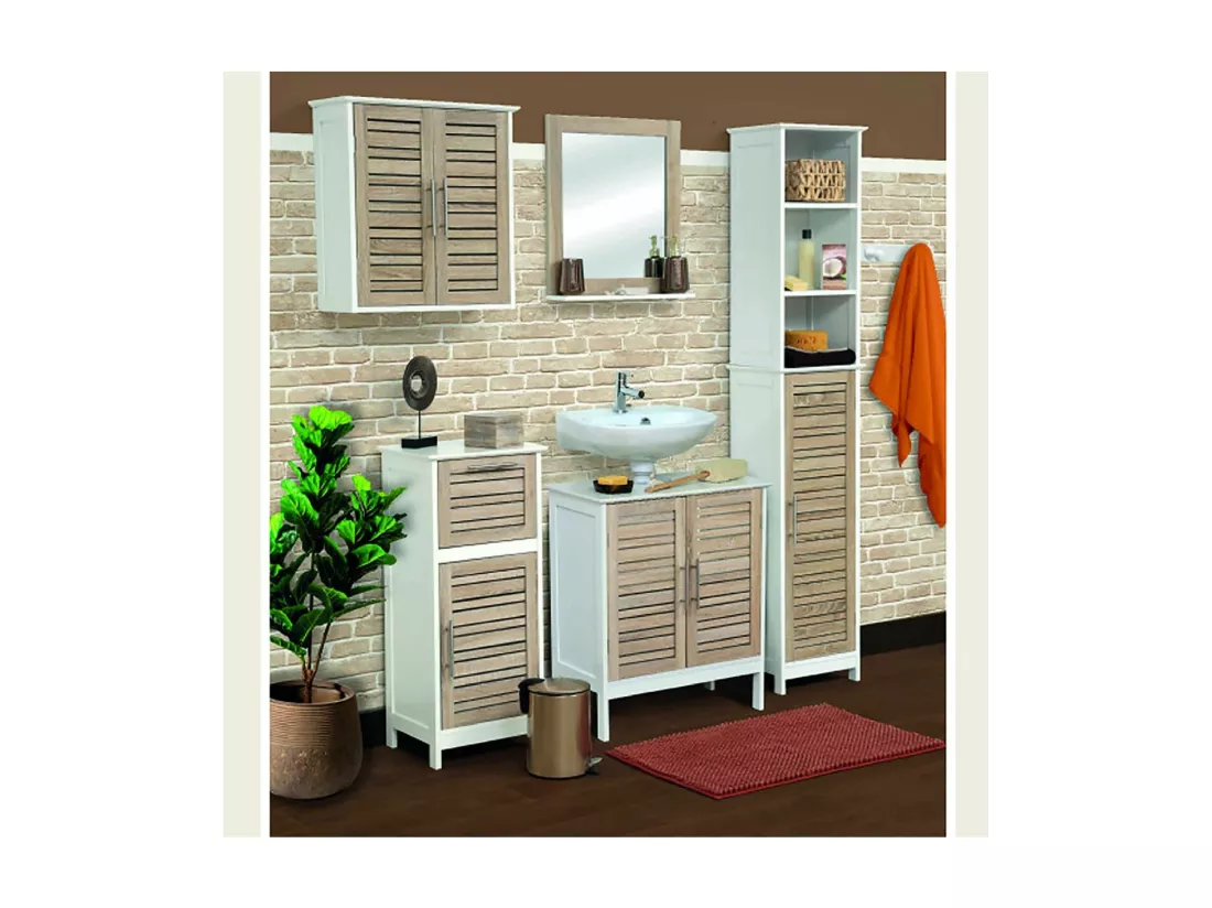 Meuble sous lavabo 2 Portes et 1 Etagère intérieure H 70 cm - Stockholm